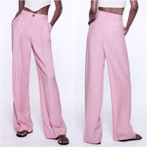 Zara Pink Wide-Leg Women's Pants